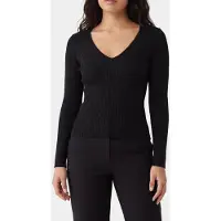 Guess Marciano GUESS Agathe Ls Vn Top Swe Jet Black A996 Talla: L | Sudaderas con Capucha Outlet | Mujer | Negro