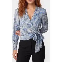 Guess Marciano GUESS Alanis Wrap Ls Blous Floral Paisley Blue Talla: 44 | Manga Larga Outlet | Mujer | Azul