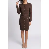 Guess Marciano GUESS Afrah Pockets Dress Chocolate Brownie Talla: 38 | Vestidos Midi Outlet | Mujer | Marrón