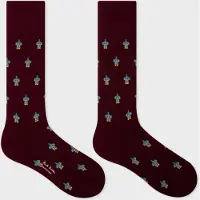 Paul Smith Men Sock Yen Robots Burgundy/ Borde Talla: OS | Ropa Interior Outlet | Hombre | Marrón