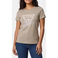 GUESS para mujer. W5YI40I3Z14 Camiseta Triángulo con perlas beige (XS), Casual, Verde, Piel, Manga corta, outlet 2026.