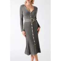 Guess Marciano GUESS New Diletta Rib Dres Stone Olive A883 Talla: 40 | Vestidos Midi Outlet | Mujer | Verde