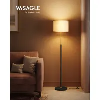 Vasagle Lámpara de pie para sala de estar, regulable en altura de 140 a 170 cm, con luz de lectura – Cabezal redondo + diseño dorado y negro
