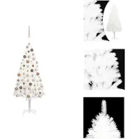 vidaXL Árbol de Navidad artificial con luces y adornos blancos, 150 cm - Árboles de Navidad