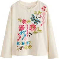 Next Camiseta ecru / azul / kiwi / rosa