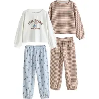 Next Pijama crema / azul cielo / marrón / blanco