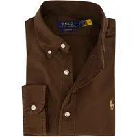 Ralph Lauren para hombre. 710805564519 Camisa oxford teñida Custom Fit marrón (XL), Casual, Algodón, Manga larga, out
