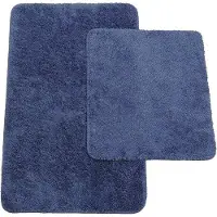 OEM Juego de 2 alfombras para baño en azul: una alfombra para el suelo y una alfombra para el inodoro