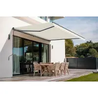Markenlos Sombrilla manual color beige, de 4 metros por 3 metros, con protección UV50+ para jardín y terraza