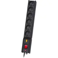 CARUNO Protector de sobretensiones LX 610 G-A, color negro, con 6 tomas de corriente de 230 V y una longitud de 1,5 metros