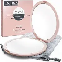 LTPRTZ Espejo de viaje compacto con aumento de 1x/10x – Espejo de viaje portátil de doble cristal