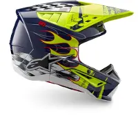 Alpinestars Casco S-M5 Rash ECE 22.06 Night Navy Yellow Fluo Glossy, Talla: XL