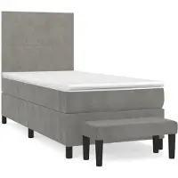 vidaXL Cama con somier y colchón de la marca , color gris claro, 80x200 cm, tapizada en terciopelo