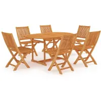 vidaXL Juego de mesa de jardín de 7 piezas, madera maciza de teca