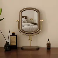 Merkloos Espejo de mesa ovalado con base, ideal para maquillaje