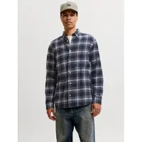 Jack & Jones Camisa 'JJEField' azul paloma / azul oscuro / blanco