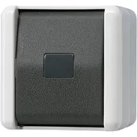 JUNG Interruptor , 1 polo, de contacto normalmente abierto, para montaje superficial, grado de protección IP44, serie WG 800, color gris, 1 unidad.