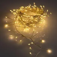 Spetebo Guirnalda de luces con cable de plata – 240 LEDs / 2,4 metros – Guirnalda de luces con cable en forma de mechón, para uso en exteriores