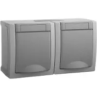 Panasonic Enchufe doble horizontal Schuko, modelo 90591088-DE, marca Pacific, para instalación en superficie, grado de protección IP54