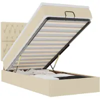 vidaXL : Otomana con cama y luces LED, color crema, 90x190 cm, tapizada en tela