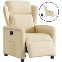 vidaXL Sillón reclinable eléctrico, color crema, tapizado en tela