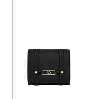 Armani Exchange para mujer. XW002613AF15632UC010 Cartera con acabado texturizado y logotipo metalizado negro (OSFA), Casual, Poliéster,