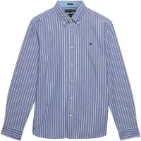 Superdry para hombre. M4011247A Camisa Preppy Oxford azul (XL), Casual, Algodón, Manga larga, outlet 2026.