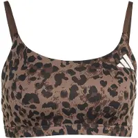 Adidas adidasSujetador de sujeción ligera Optime Essentials 3-Stripes Leopard S Earth Strata / Brown / Black Mujer