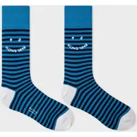 Paul Smith Men Sock Happy Stripe Turquoise Talla: OS | Ropa Interior Outlet | Hombre | Cian