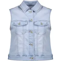 Geisha Jeans Jacket Sleeveless Bleached Denim Talla: L | Chaquetas Outlet | Mujer | Azul