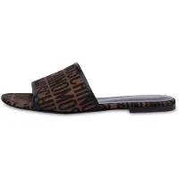 Moschino Flat Sandals In Allover Logo Nylon Brown Talla: 35.5 | Chancletas Outlet | Mujer | Marrón