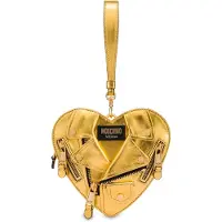 Moschino Heart Biker Bag In Laminated Nappa Leather Gold Talla: OS | Bolsos de Mano Outlet | Mujer | Amarillo