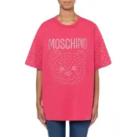 Moschino Crystal Teddy Organic Jersey T-shirt Pink Talla: L | Camisetas de Seda Outlet | Mujer | Rosa