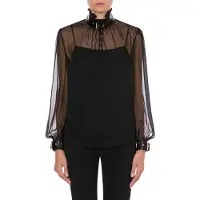 Moschino Chiffon Bondage Buckle Blouse Black Talla: 38 | Manga Larga Outlet | Mujer | Negro