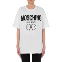 Moschino Oversized T-shirt In Double Smiley Organic Jersey White Talla: XXS | Camisetas de Seda Outlet | Mujer | Blanco