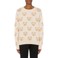 Moschino Allover Teddy Bear Wool Pullover White Talla: XXS | Manga Larga Outlet | Mujer | Blanco