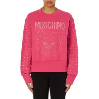 Moschino Crystal Teddy Bear Organic Cotton Sweatshirt Pink Talla: 38 | Manga Larga Outlet | Mujer | Rosa