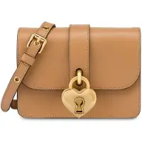 Moschino Heart Lock Calfskin Shoulder Bag Beige Talla: OS | Bolsos de Mano Outlet | Mujer | Marrón