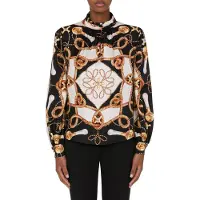 Moschino Silk Blouse Faucets Print Black Talla: 36 | Manga Larga Outlet | Mujer | Negro
