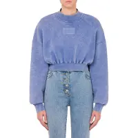 Moschino Cropped Cotton Sweatshirt Logo Patch Blue Talla: S | Camisetas de Seda Outlet | Mujer | Azul