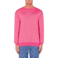 Moschino Allover Logo Jacquard Wool Pullover Pink Talla: 46 | Manga Larga Outlet | Hombre | Rosa