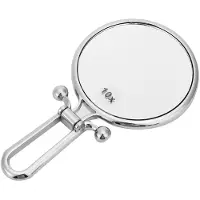 Gistuch Espejo de maquillaje de doble cara con aumento de 10x, plegable, ideal para viajes (color plateado)