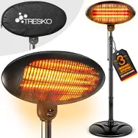 Tresko Calefactor por Infrarrojos 2000W | Estufa Radiante con 3 Temperaturas | Radiador Eléctrico para Exterior e Interior | Calentador con Pantalla LED