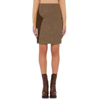 Moschino Patchwork Wool Blend Skirt Brown Talla: 36 | Mini Faldas Outlet | Mujer | Marrón