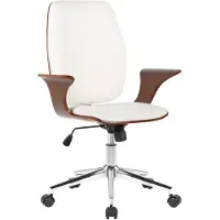 CLP Silla de oficina Burbank - tapizada en cuero sintético, estructura de madera de nogal - Blanco