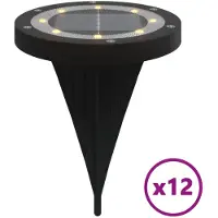 vidaXL : Juego de 12 luces solares para jardín con estaca, luz blanca cálida