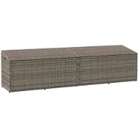 vidaXL Caja de almacenamiento para jardín, color gris, 220x50x58 cm, de ratán sintético