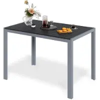StarTech.com Mesa de comedor para exteriores - Mesa de jardín de aluminio - 110x70x73 cm - Tablero con 10 listones - Para 6 personas - Gris