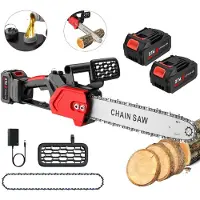 OEM Sierra eléctrica de cadena, motor sin escobillas de 1500W, carga rápida, batería EU-2, 1 enchufe, 30 cm (12 pulgadas), color rojo