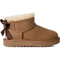 Ugg unisex para niños. 1185920T Botines de Piel Ultra Mini Bailey Bow marrón (23.5), Plano, Ninguno, Casual, moda infantil, outlet 2026.